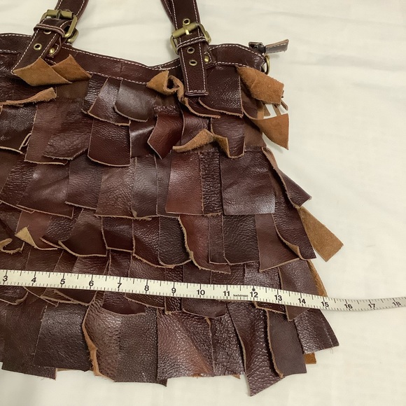 Vintage Brown Leather fringe tote bag - Picture 6 of 8